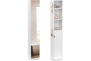 IDMarket - ELIA Badezimmerschrank mit Spiegel, Schrank und Regalen, drehbar, Weiß