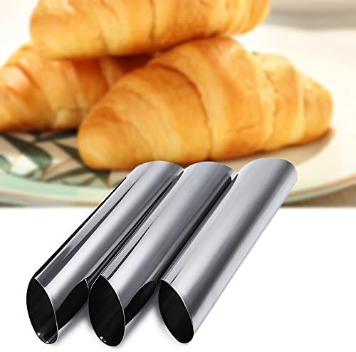 Stainless Steel Spiral Tube Anode Baked Croissants Horn Moulds Baking Cake Cream Mold (Set of 3) (4.9inches)