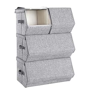 SONGMICS Stapelbare Aufbewahrungsbox mit Deckel, 4er Set, Spielzeug