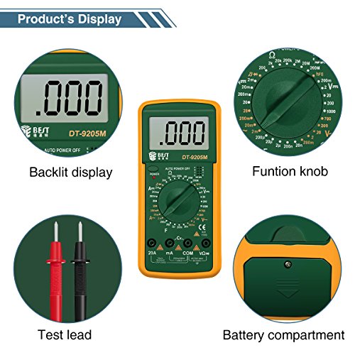 ELEGIANT Digital LCD Multimeter Transistor Meter Messgerät Voltmeter Amperemeter 20A 400V Volt AMP OHM-Kontrolleur-Prüfvorrichtung AC DC - 5