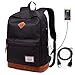 Produktbild Lmeison Schulrucksack,Laptop Rucksack mit USB Charging Port,Classic Wasserdichte Schulrucksack,passt 14 Zoll Laptop-Schwarz