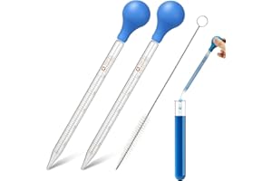 YEAPEAK 2 Pezzi Pipetta Vetro, Contagocce Vetro, Pipetta Da 10 Ml, 2 Pipetta Graduata In Vetro Con 1 Pennello, Pipetta Contagocce Pipetta Di Trasferimento In Vetro, Pipette a Dispersione, Vetro Pipette