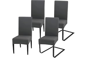 MOLVCE Pokrowce na krzesła, 4-częściowy zestaw, rozciągliwe pokrowce na krzesła, uniwersalne pokrowce na krzesła z poliestru, do jadalni, hotelu, na bankiet, imprezę, wesele, antracyt