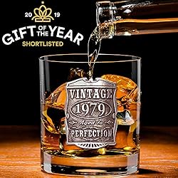 English Pewter Company VIN004 - Vaso de cristal para whisky (año 1979, 40 cumpleaños o aniversario)