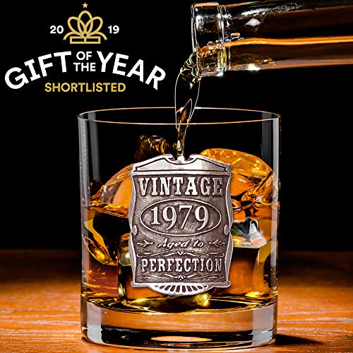 English Pewter Company VIN004 - Vaso de cristal para whisky (año 1979, 40 cumpleaños o aniversario)