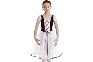 Freebily Vestito Ballerina Bambina Carnevale Tutu Danza Classica Balletto Abito Pattinaggio Artistico sul Ghiaccio Abito da Ballo Moderno Latino Body Ginnastica Artistica