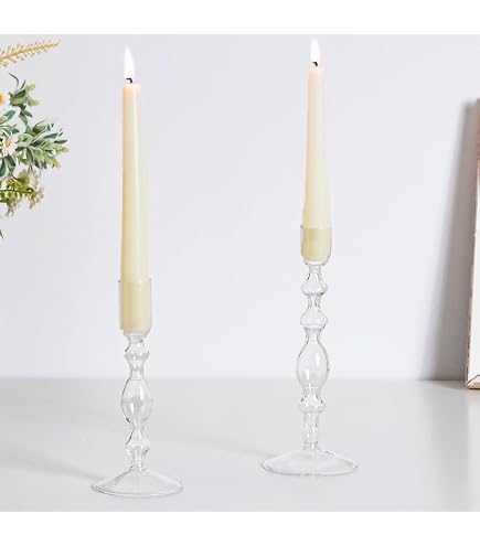 Set Of 3 Gold Glass Candle Holders - Pillar & Taper Candle Holders For Wedding & Table Decor - View #8