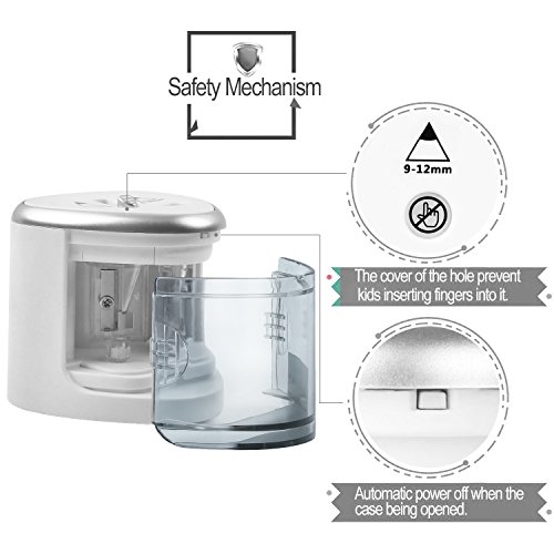 Automatischer Elektrischer Anspitzer, Batterieleistung Spitzmaschine 2 Verschieden Große Löcher 6-8 mm oder 9-12 mm für Standard und Jumbo Stifte - 4