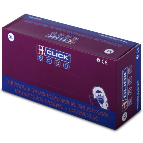 100 x Extra Strong Powder Free Purple Nitrile Disposable Gloves (XL) - Comes With TCH Anti-Bacterial Pen!