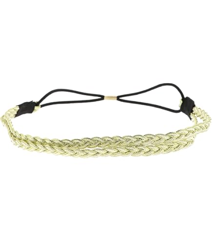 Zilveren glanzende dameshaarband - originele gevlochten haarband - dunne elastische hoofdband één maat - bruiloft of party hoofdband - vintage look boho hippie chic