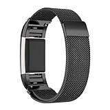 Für Fitbit Charge 2 Watch Strap Clode® Milanaise Edelstahl Armbanduhren Watch Band + HD Film für Fitbit Charge 2 (Schwarz)