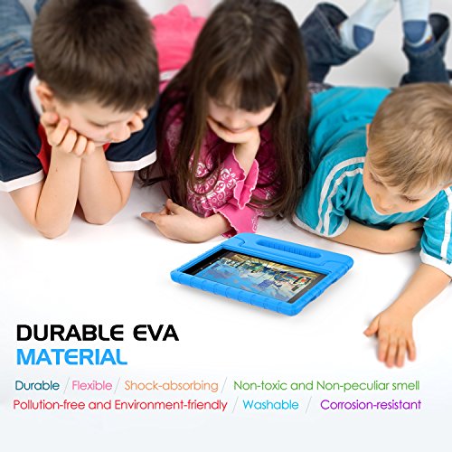MoKo Hülle für All-New Amazon Fire 7 Tablet (7 Zoll – 7. Generation, 2017 Modell) – Superleicht EVA Stoßfest Kinderfreundlich Kinder Schutzhülle für das neue Fire 7 2017, Blau - 7