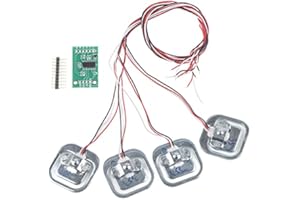 FAFEICY HX711 Module de Capteur de Pression, Jauge de Contrainte de 50kg/110lbs, 4 Pièces Kit de Capteurs de Pondération, Capteur poids, 1.34 * 1.34in pour DIY