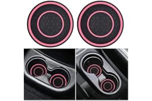 HUMMCQIT Car Cup Holder Coaster, 2.75 Inch Anti-Slip Shockproof Plastic Insulation Cup Mats Car Coasters Cup Holder Insert Universal Car Accessories Interior for Most Cars, SUV, Truck (Pink,2)