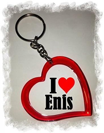 Exclusive Gift Idea: Heart Keyring "I Love Enis", a Great gift that comes from the Heart - Backpack pendant - love pendant - Keychains- Keyring- Christmas Gift
