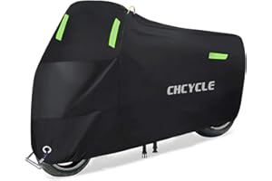 CHCYCLE Housse de moto 300D robuste, étanche, toutes saisons, housse universelle pour cyclomoteur, extérieur avec trous de verrouillage et sac de rangement (noir, taille XXL)