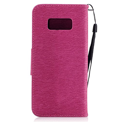 Samsung Galaxy S8 Hülle,Galaxy S8 Case,TOYYM PU Leder Flip Cover Wallet Case Bookstyle Brieftasche Tasche Schale Schutzhülle Vintage Blume Muster mit Standfunktion Karte Halter für Samsung Galaxy S8+1x Touch Pen(Color Random)+1x Staubschutz(Color Random)-Rose - 2