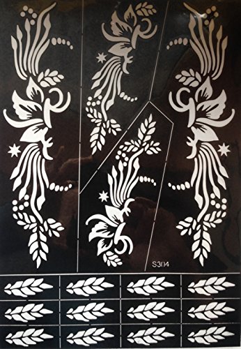 4 Sheets Tattoo Body Art Mehndi Schablonen Henna Designs Set Tally für Körpetbemalung - 2