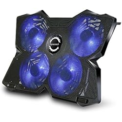 Expresstech @ Bleu Refroidisseur pour PC ordinateur portable Support Ventilé Gamer Gaming Plaque 1200RPM Refroidissement Rapide avec 4 Ventilateurs