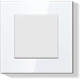 BSEEDLIFE Recessed Wall Switch, Wall Switch with Glass Frame, 1 Gang 1 Way Easy Installation, for Living Room, Bedroom and Ha