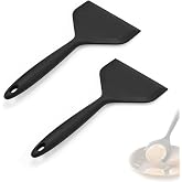 2 x Silicone Spatulas for Tamagoyaki, Heat Resistant, Ideal for Cooking Fish, Pancakes, Eggs, Pizza, Steaks, BPA Free (Black)