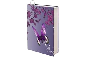 Kuiaobaty Housse de protection lavable pour livres manuels et cahiers Motif papillons et fleurs Violet 28 x 21 cm