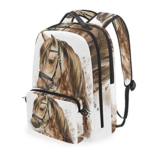 Preisvergleich Produktbild CPYang Schulrucksack Aquarell Tier Pferd abnehmbare Schultertasche Reise Laptop Rucksack für Mädchen Jungen Damen Herren