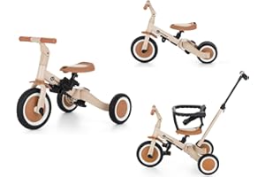 Petite&Mars Turbo 5-en-1 Tricycle Évolutif – Vélo Bébé Multifonction Réglable, 1,5 à 5 Ans (Desert Sand)