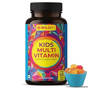 Boldfit Multivitamin Gummies For Kids And Adults For Immunity Support & Energy Support. Healthy, Tasty, Multi-flavor Gummies For Overall Wellbeing Of The Children - 60 Vegetarian Gummies.