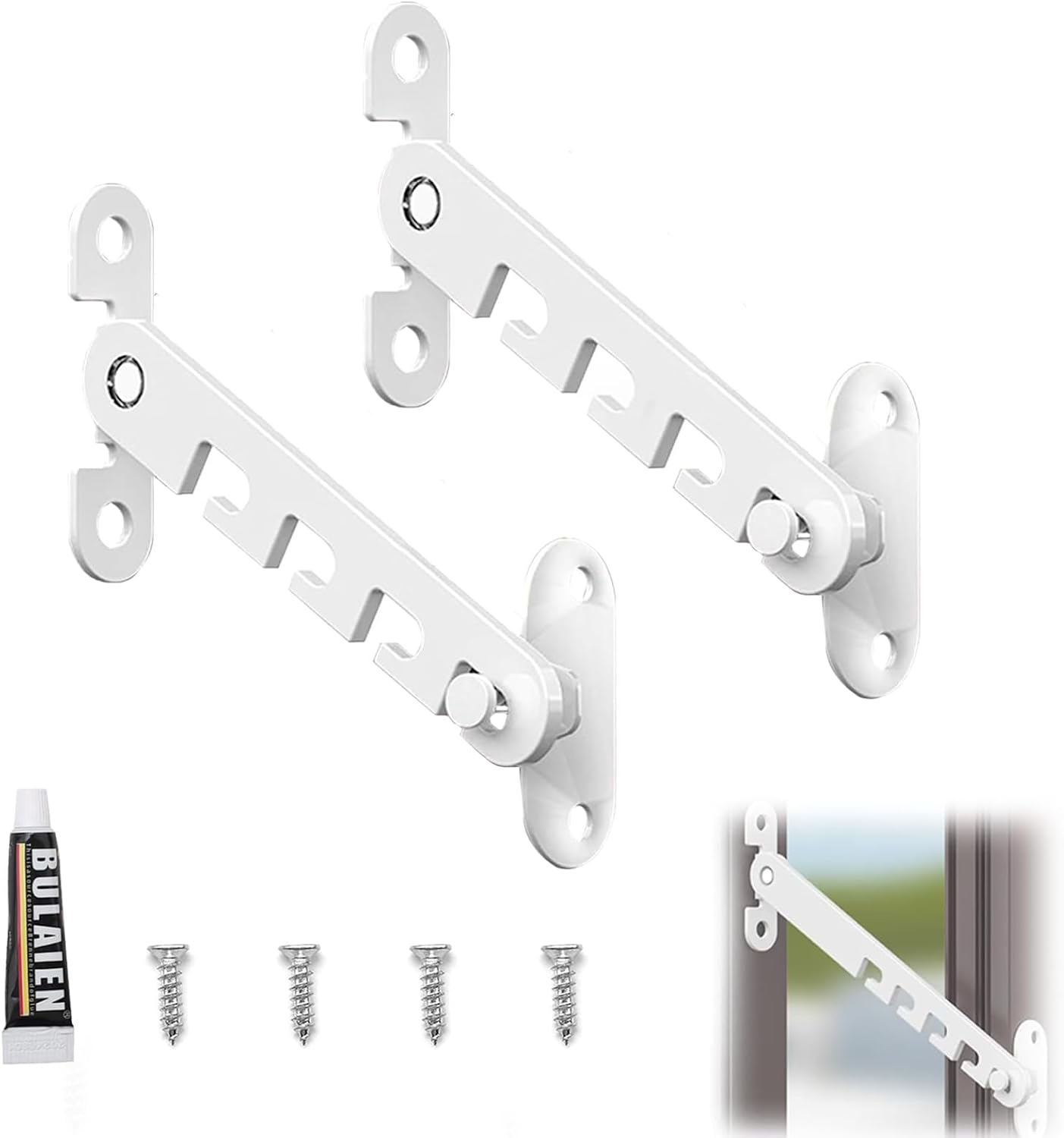 Cat Window Guard, Window Restrictors for UPVC, Window Latch with Safety Protection, Child and Pet Window Safety Locks, Windproof Window Stabiliser for Home and School Use, Long White Design