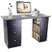 Produktbild Homgrace Schreibtisch Computerschreibtisch Eckschreibtisch Computertisch PC Tisch Laptoptisch mit 3 Schubladen und 3 Fächer, 120 x 49 x 72cm (L x B x H) - Schwarz