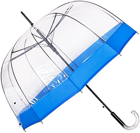 Clear Dome Umbrella with Birdcage Design and Windproof Function. Large, High Quality Transparent Umbrella. An Original Women's Umbrella, Great Gift Idea. Satisfaction Guaranteed (BLUE.)