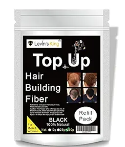 Levins King Hair Building Fiber Concealer Refill Pack Use for Caboki, Toppik, Looks 21 ( Black,50 gm)