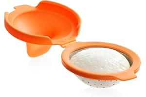 Lékué 3402900N07U008 Ustensile pour Cuisson d'œuf poché Acier Inoxydable/Silicone Orange 9,3 x 11 x 7,5 cm