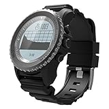 LongYu Smart Watch Sportuhr GPS Bluetooth IP68 wasserdicht Pulsmesser Schrittzähler S968 (schwarz, rot, Silber) (Color : Black)
