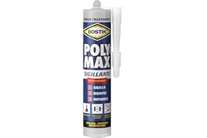 Bostik Poly Max Sigillante Grigio Trasparente - sigillante universale permanentemente elastico e verniciabile, non ritira e resiste alla muffa
