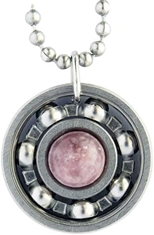 Lepidolite Jade Roller Derby Skate Bearing Pendant Necklace (18" or 24" Chain)