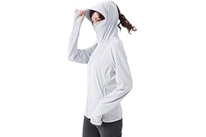 ANUFER Donna UPF50+ UV Protezione Giacca Con Cappuccio Leggera Asciugatura Veloce All'aperto Abbigliamento Sportivo