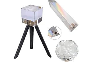 JONGSUN Set di prismi per fotografia, prisma arcobaleno in cristallo per spettro fotografico, incluso prisma triangolare, prisma sferico sfaccettato, prisma cubo, treppiede portatile