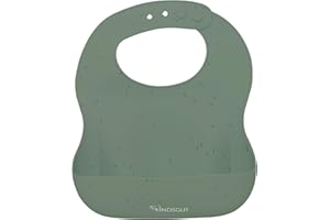 Kindsgut bavaglio in silicone, tovagliolo rigido con tasca raccoglicibo per neonati e bambini, colori tenui e moderni, senza BPA