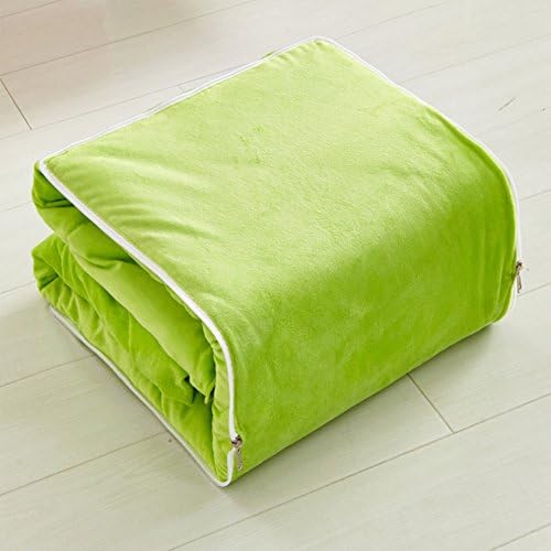SSLW Dual Purpose Pillow Quilt Quilt Car Waist Office Winter Pillow Pillows Plush Air Conditioning Pillow Thickened,Green,Large