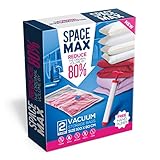 SpaceMax Premium Jumbo 2 Pack Vacuum Storage Space Saver Bags (80% More Storage Than Other Brands!) Free Hand Pump For Travel!