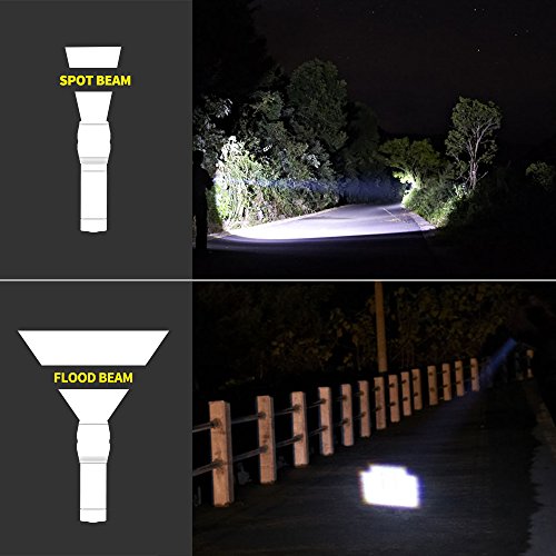 Taschenlampe LED T6 Sehr Helles Licht Flugzeug-Klasse Aluminium IPX6 Wasserfest, Schwarz - 6