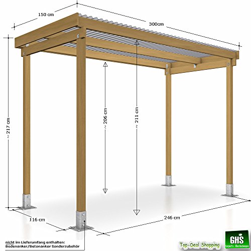 GHS Unterstand, Überdachung 3,0×1,5 m - 2
