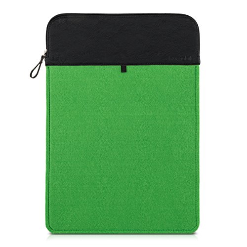 kwmobile Laptoptasche Filz Sleeve für 15" 15,6" Laptop / Ultrabook - Notebook Tasche Schutzhülle Laptop Case Hülle in Grün Schwarz Innenmaße: ca. 42 x 29 cm