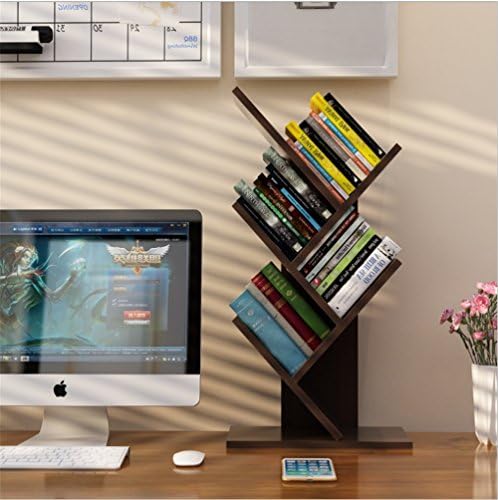 Bookshelf Simple Bookshelf Desktop Tree Small Bookshelf Children's Easel Student Desktop Shelves Office Storage Rack Storage Rack Solid Wood Shelves ( Color : Black walnut , Size : Five )