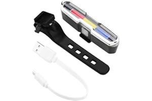 MAGT Bike Tail Light, USB Rechargeable LED Bicycle Rear Light Waterproof Bike Warning Light(Red blue and white light)