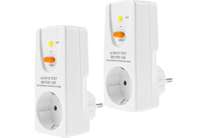 Fi brytare uttag 230 V 16 A 10 mA, 2 stycken | Jordfelsbrytare individuellt läckageskydd personskyddskontakt 4000 W effektiv