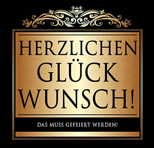Udo Schmidt Aufkleber Flaschenetikett Etikett Herzlichen Glückwunsch schwarz gold elegant