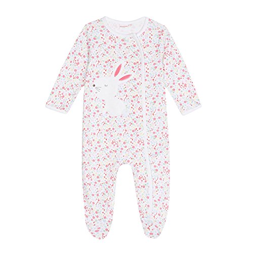 Bluezoo Kids Babies White Floral Bunny Sleepsuit 0-3 Months